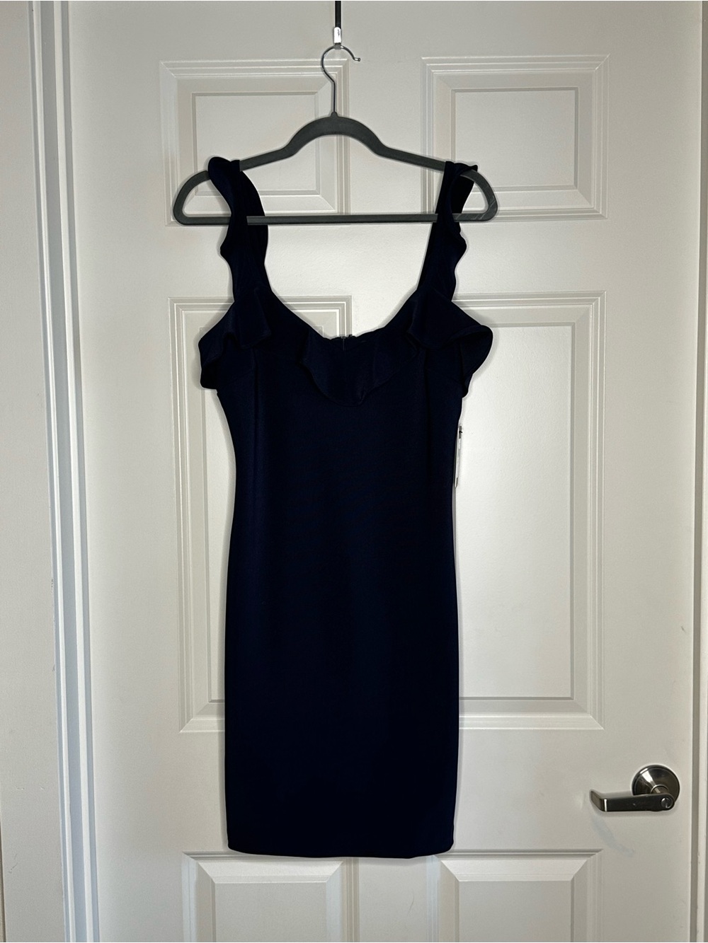 Guess Navy Ruffle V-Neck Mini Dress - Picture 3 of 10